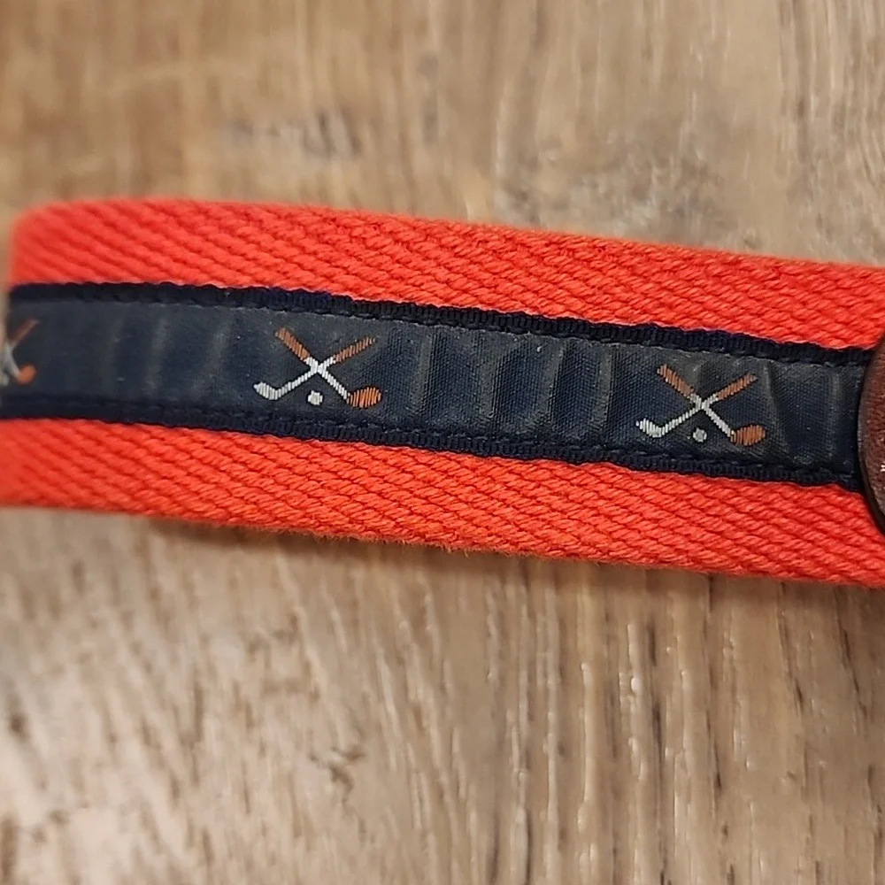 Vtg Trafalgar Ribbon Belt Golf Clubs Classic Preppy Country Club Men's size 30